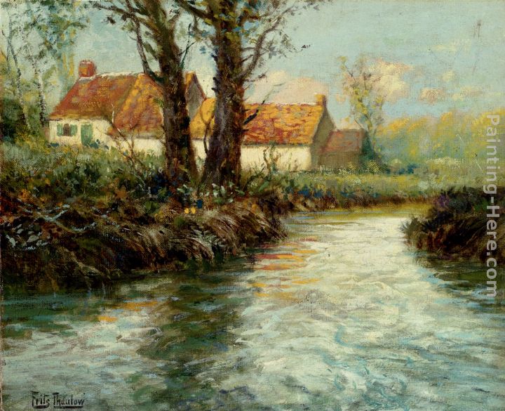 Fritz Thaulow House By The Water's Edge